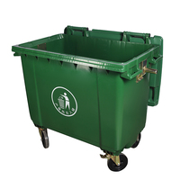Poubelle d'assainissement verte 660 litres grande poubelle de camion à benne basculante municipale poubelle en plastique extérieure épaissie