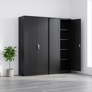 Modern 2-<b>Door</b> Steel Locker Cabinet With Adjustable Shelf Metal Cupboard Documents and File Storage Cabinet - Product Image 2