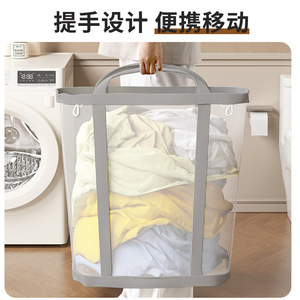 Collapsible Laundry <b>Basket</b> Rectangle Non Woven Fabric <b>Large</b> Capacity Clothing Organizer Standing Type - Product Image 3