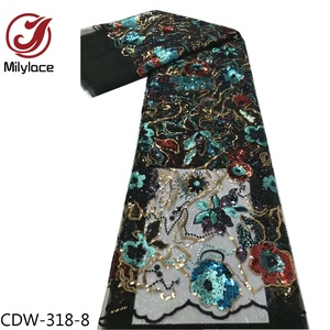 Vải Ren Lưới Đính Kim Sa Thêu Đám Cưới Châu Phi Chất Lượng Thiết Kế Thanh Lịch Mới Nhất - Product Image 6