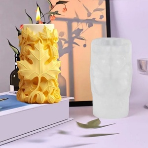 Molde de silicona redondo con relieve de hojas de arce para velas de aromaterapia, decoración del hogar DIY, difusor de yeso - Product Image 3