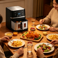 Friteuse à air 8L avec grande fenêtre de visualisation, commande tactile numérique, protection de sécurité, panier antiadhésif, appareil de cuisson domestique de comptoir
