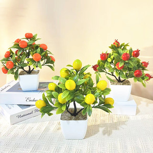 Bonsái de Frutas Artificiales de 9.6 Pulgadas, Granada y Naranja, Decoración de Escritorio, Adorno de Año Nuevo - Product Image 2