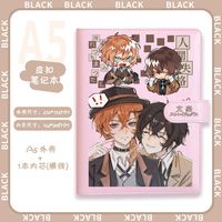 Carnets A5 Papeterie Bungo Stray Dogs Dazai Osamu Imprimé Lignes Rayées Papier Amovible Artisanat Écriture Anime Carnet à Boucle en Cuir