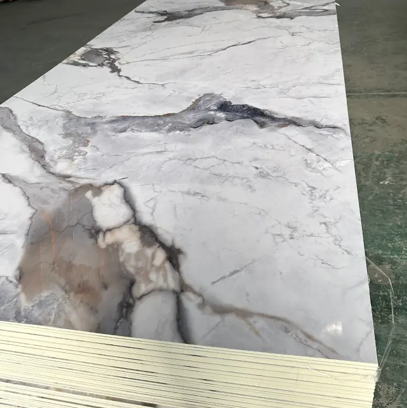 Artificial Marble Panel For Living Room Bathroom TV Background Wall Decoration Material PVC Imitation Marble Panel