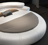 Lit plateforme king size de luxe nordique, collection de meubles de chambre d'hôtel moderne, lit rond rembourré en cuir