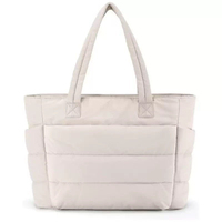Tas Tote Nilon Ringan Khusus Wanita, Kapasitas Besar, Model Quilted, Tas Selempang Tahan Air, Tas Belanja dan Travel