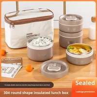 Boîte à lunch pliable mignonne en acier inoxydable 304 multi-couches isolée et petit bol à soupe pour les employés de bureau, les étudiants et les enfants