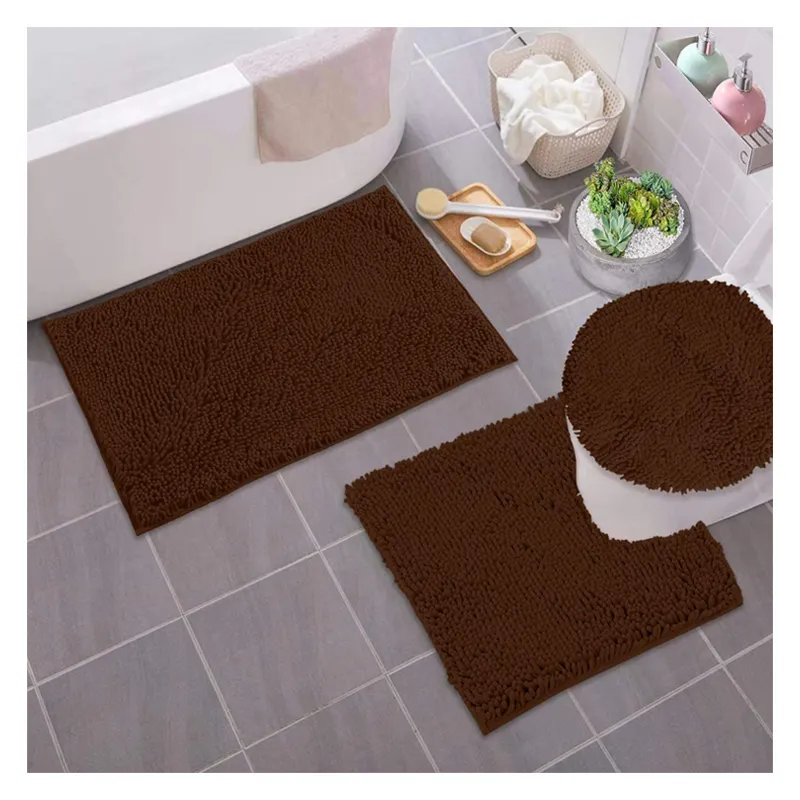 Source-alfombrilla de microfibra suave y antideslizante, lavable, de lujo, para baño, 3 piezas