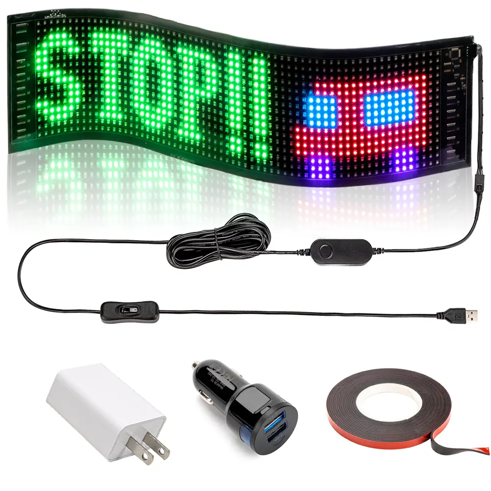 Flexible USB LED Car Sign App Control Custom Text Pattern Animation Programmable LED Display for Store Car Bar Hotel