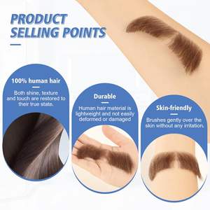 Ensemble de fausse <span class=keywords><strong>barbe</strong></span> et de fausse moustache réaliste, 100% cheveux humains, noués à la main, dentelle invisible, réutilisable, <span class=keywords><strong>barbe</strong></span> à perruque avec moustache, Halloween, cosplay - Product Image 3