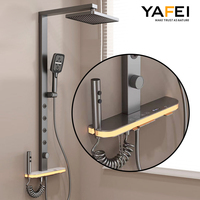 Grifos de ducha termostáticos LED modernos de cerámica, de un solo orificio, con efecto lluvia, tubo cuadrado, juego de ducha SPA, negro mate, montaje en pared, chorro de masaje suave, para hoteles