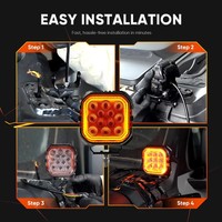 Projecteur de travail LED 20W, carré 2,85 pouces, 10-30V DC 12V 24V IP67, rétroéclairage ambre, pour camion, SUV, tout-terrain, 4x4, blanc