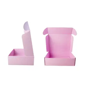 Pacchetto logo personalizzato scatola di spedizione ondulata rosa scatole postali scatole di cartone per imballaggio