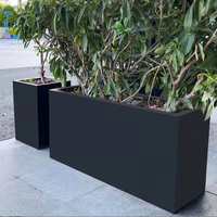 Jardinière en aluminium noir nordique sur mesure OEM, pots de fleurs en métal pour terrasse et aménagement paysager