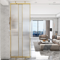 Paravent de séparation en verre et acier inoxydable avec cadre en fer doré pour bureau et intérieur