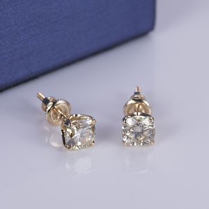 Boucles d'oreilles bijoux en or jaune moissanite 14K 0,8 ct personnalisées par <span class=keywords><strong>Messi</strong></span> - Product Image 5