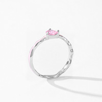 Bague en zircon en forme de cœur style coréen japonais S925 émail rose doux remplissage en résine accessoires de confession bijoux