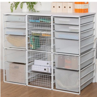 Organisateur de rangement métallique multifonctionnel moderne à 4 niveaux avec tiroirs en treillis métallique, écologique et durable pour la maison et le bureau