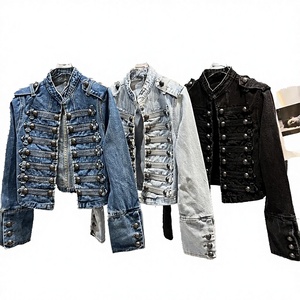 Veste en jean vintage ample à boutons, délavée foncé, pour femme, collection Printemps-Automne 2026, séchage rapide, unie, courte et tendance - Product Image 3