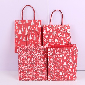 <strong>Red</strong> Christmas Kraft Paper <strong>Bags</strong> Goody <strong>Gift</strong> <strong>Bags</strong> With Handles Xmas Present Packaging <strong>Bags</strong> - Product Image 2