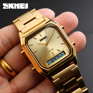 Skmei Men's Digital Watch Rose Gold Stainless Steel Strap 30M Water Resistant Quartz Watch - Product Image 3