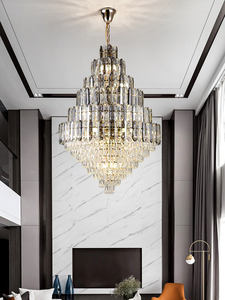 Escalier en colimaçon lustre en cristal villa <span class=keywords><strong>de</strong></span> <span class=keywords><strong>luxe</strong></span> style palais salon hall d'hôtel décoré rond K9 cristal pendentif lumière - Product Image 5