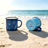 Mug en émail personnalisé avec logo, style rétro, léger, pour le camping, les voyages et les activités de plein air