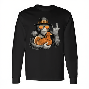 Bigfoot Rock On Turkey Vintage Thanksgiving T-shirt à manches longues pour hommes et garçons - Product Image 2