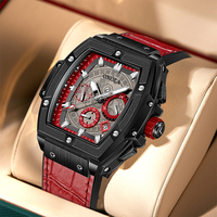 Montre sport carrée en cuir pour homme ONOLA 6819B, mouvement à quartz, cadran en verre minéral, étanche 3 ATM, luxe