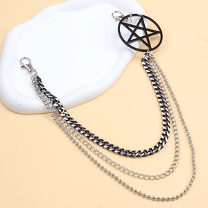 Cadena de Pantalón de Tres Capas con Anillo de Estrella de Cinco Puntas, Cadena de Cintura de Aleación de Zinc, Accesorio de Moda para Halloween - Product Image 4