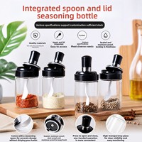 Bocaux à épices en verre de 250 ml, bouteille à assaisonnements, récipient de rangement en verre pour la cuisine, pot scellé pour sel et sucre avec brosse et cuillère