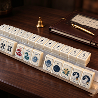 Jeu de Mahjong américain en acrylique, tuiles gravées double face, motifs Lune, Tarot, Lapin, Dragon, jeu de Mahjong de luxe personnalisé