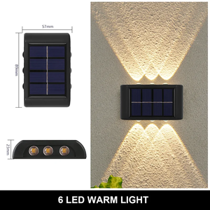 Luces Solares para Exteriores 4LED 6LED 8LED, Lámpara de Pared Impermeable con Luz Cálida para Decoración de Jardín, FX-SOSG022 - Product Image 2