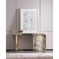 Table console extensible moderne en métal et pierre de luxe italienne pour salon, entrée, salle à manger, appartement, villa, meubles de maison