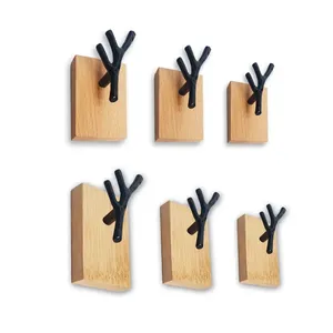 Creative New Iron Art Tree Branch Hook Solid Wood Wall Hanging Clothes And Hats Key Storage Wall Sticky Hook