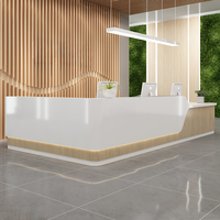 Bureau de réception moderne en bois blanc avec logo personnalisé, éclairage LED, pour salon, spa ou bureau
