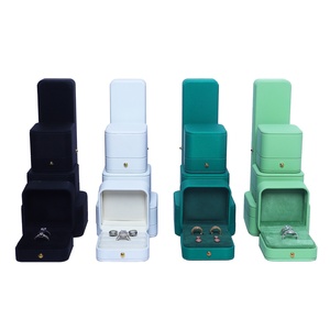 Coffret à bijoux de mariage de haute qualité en cuir PU avec doublure en daim amovible, couleur personnalisée, logo, boîte à bague de fiançailles - Product Image 2