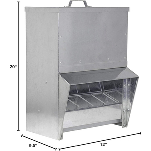 מזין עופות גדול JH-Mech עם מכסה עמיד למזג אוויר, קיבולת 25 ליברות, פלדה מגולוונת, מזין אוטומטי לעופות - Product Image 2
