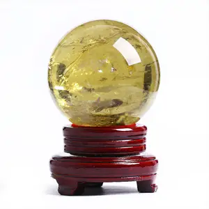 Natural small yellow crystal sphere ornaments Citrine ball stone rock For Home Decoration