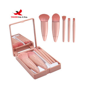 FENGFLY Mixed Procurement Low Price 5pcs Travel Wholesale Portable Mini Blush Cute Soft Pink Cosmetic Brush Set <b>Mirror</b> Synthetic - Product Image 5