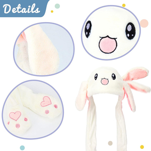 A333 Casquette de lapin sautant en mouvement avec oreilles en peluche, animal de vacances, cosplay, habillage pour enfants, chapeau de lapin, jouet en peluche amusant - Product Image 3