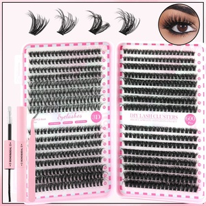 Kit de Extensiones de Pestañas de 640 Clusters, Rosa, 30D 40D 50D, Mixtas, con Pinzas, Removedor, Adhesivo y Sellador, Libro de Pestañas - Product Image 4