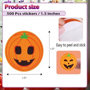 Autocollant Citrouille d'Halloween 1,5 Pouce Imperméable Auto-adhésif pour Fête, Enveloppe, Scrapbook, Étiquette de <span class=keywords><strong>Carte</strong></span> de Vœux, Sac de Bonbons - Product Image 2