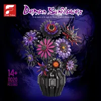 Free Tribe 11020 Flower Dark Night Bouquet Vase Model Bricks Dekorasi Rumah Mainan DIY untuk Anak-anak dan Dewasa Hadiah Set Blok Bangunan