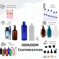 Bouteille en plastique ronde transparente personnalisée en PET 5-1000 ml avec bouchon à visser, flacon de distribution de lotion cosmétique liquide, shampooing