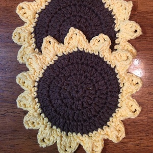 Salvamanteles Hecho a Mano con Forma de Girasol, Redondo, Estilo Bohemio Floral, Decoración para el Hogar, Amarillo Marrón - Product Image 1