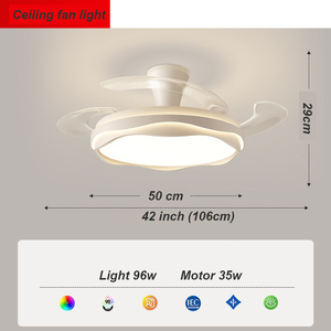 ไฟพัดลมเพดาน LED ทรงกลม โคมไฟเพดานห้องนอน เครื่องหมุนเวียนอากาศแบบเงียบ สีขาวนวล สำหรับห้องรับประทานอาหาร - Product Image 2