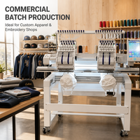 Machine à broder informatisée Powershine 15 à 12 aiguilles et 2 têtes pour casquettes, t-shirts, vêtements finis, chaussettes plates, puissance 4KW, garantie 1 an