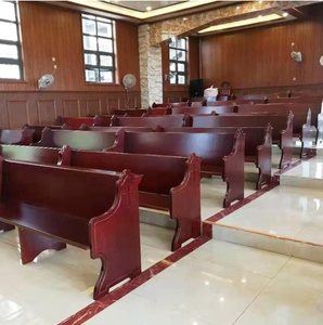 Banc d'église en bois massif - Banc d'église traditionnel en bois avec détails décoratifs sculptés pour la salle de culte et les sièges du sanctuaire - Product Image 4